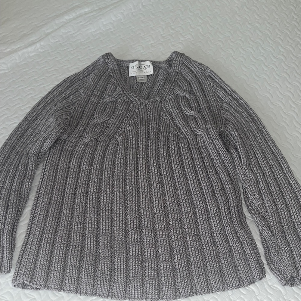 Women's Gray Cable Knit Sweater
